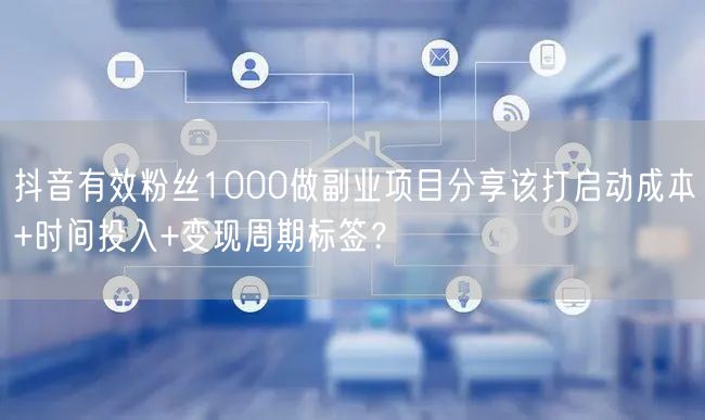 抖音有效粉丝1000做副业项目分享该打启动成本+时间投入+变现周期标签?