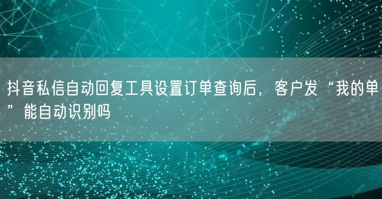 抖音私信自动回复工具设置订单查询后,客户发“我的单”能自动识别吗