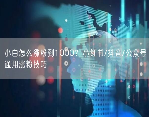 小白怎么涨粉到1000?小红书/抖音/公众号通用涨粉技巧