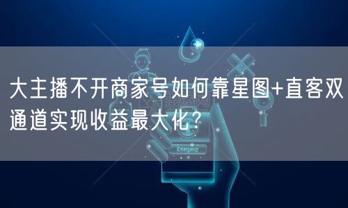 大主播不开商家号如何靠星图+直客双通道实现收益最大化?
