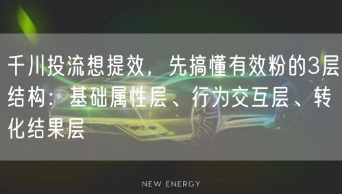 千川投流想提效,先搞懂有效粉的3层结构:基础属性层、行为交互层、转化结果层