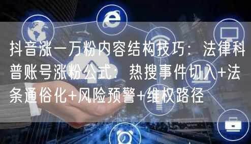 抖音涨一万粉内容结构技巧:法律科普账号涨粉公式:热搜事件切入+法条通俗化+风险预